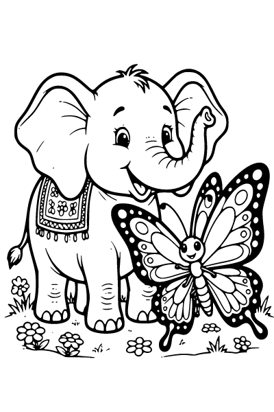 Cute Animals Coloring Page 4, Cute Animals coloring page