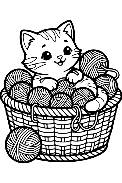 Cute Cat Coloring Page 1, Cute Cat coloring page