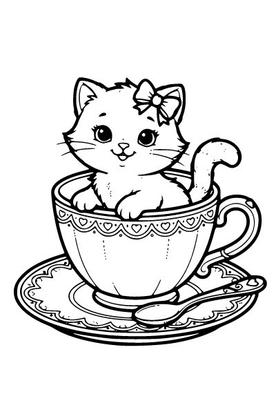 Cute Cat Coloring Page 11, Cute Cat coloring page