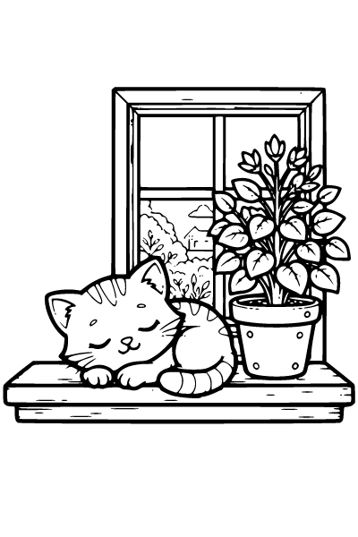 Cute Cat Coloring Page 3, Cute Cat coloring page