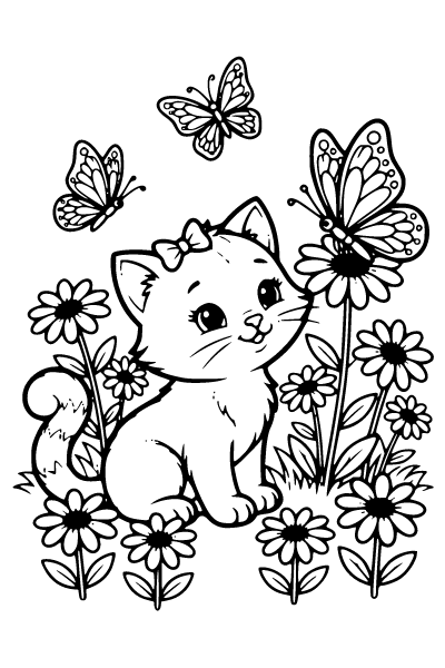 Cute Cat Coloring Page 8, Cute Cat coloring page