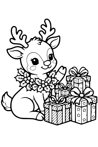 Cute Christmas Coloring Page 1, Cute Christmas coloring page