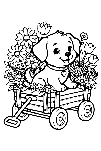 Cute Dog Coloring Page 7, Cute Dog coloring page