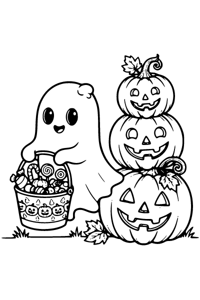 Cute Halloween Coloring Page 2, Cute Halloween coloring page