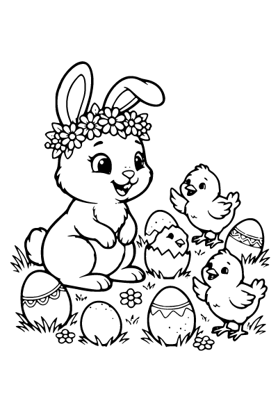 Easter Bunny Coloring Page 5, Easter Bunny coloring page