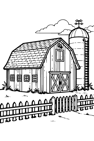 Farm Coloring Page 1, Farm coloring page