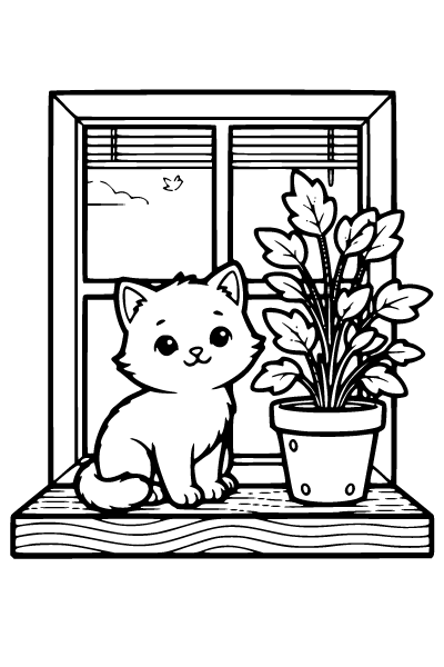 Kitten Coloring Page 12, Kitten coloring page