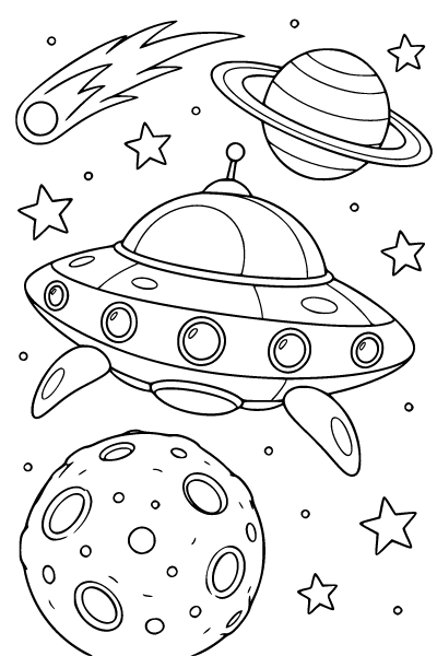 Flying Saucer Spaceship Coloring Page, Spaceship coloring page